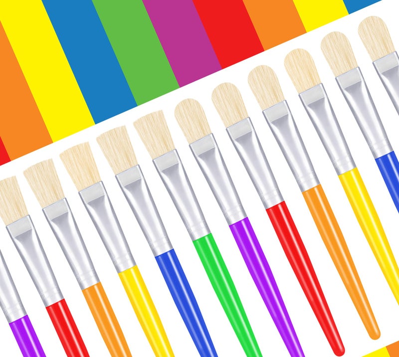 Joyooss Paint Brushes for Kids, 12 Pcs Round/Flat Large Kids Paint Brushes, Easy to Clean  Grip Washable No Shed Hog Bristle Toddler Paint Brushes Paintbrushes Kids for Watercolor, Acrylic, Gouache - Image 1