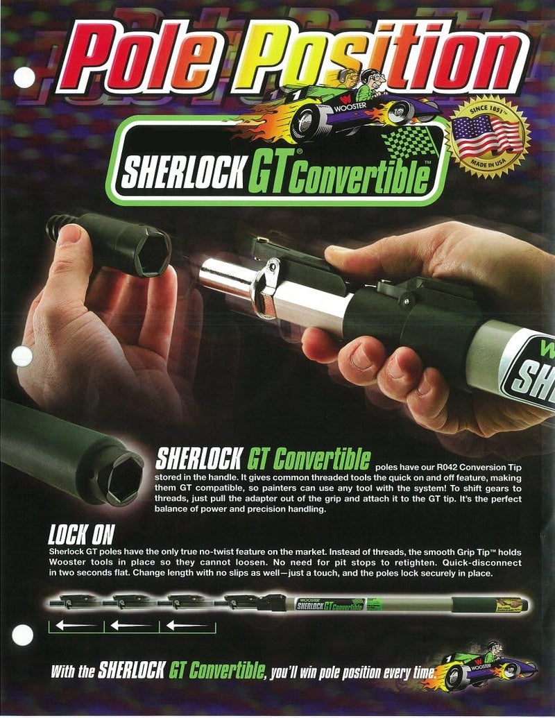 Wooster Brush SR097 Sherlock GT Convertible Extension Pole, 1-2 feet,Silver/Black - Image 2