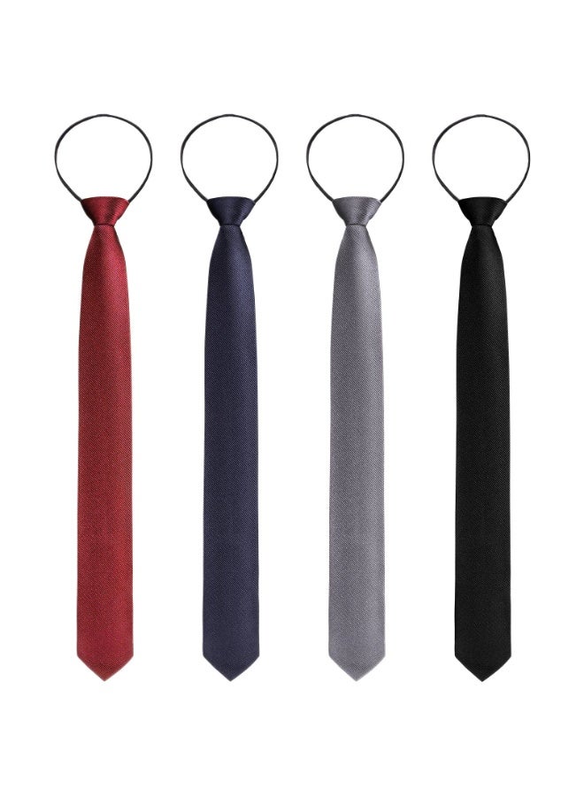 4 Pieces Zipper Ties for Men Adjustable Men's Neckties Zip on Tie for Zipper Skinny Necktie Clip on Slim Tie - Image 1