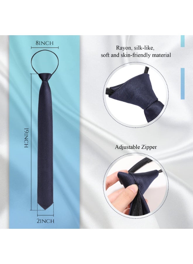 4 Pieces Zipper Ties for Men Adjustable Men's Neckties Zip on Tie for Zipper Skinny Necktie Clip on Slim Tie - Image 2