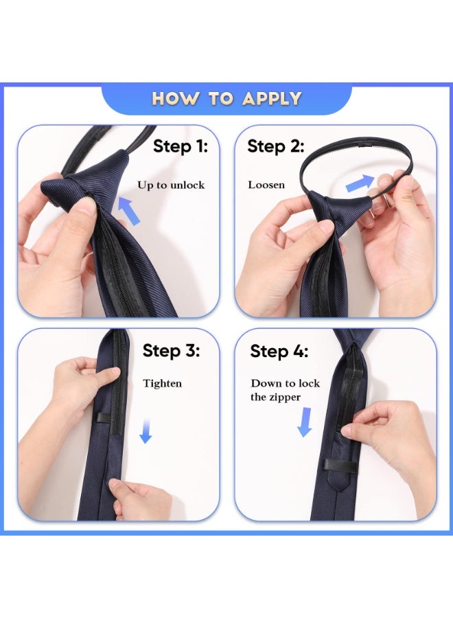 4 Pieces Zipper Ties for Men Adjustable Men's Neckties Zip on Tie for Zipper Skinny Necktie Clip on Slim Tie - Image 3