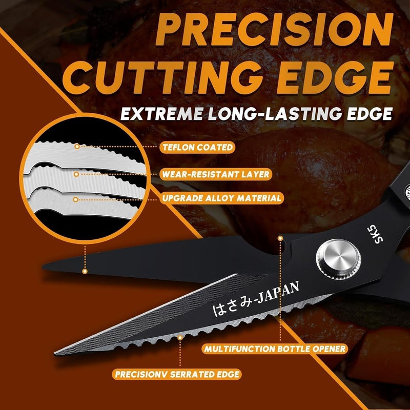 Huusk Kitchen Shears Set, Heavy Duty Poultry Shears, Japanese Kitchen Scissors for Meat, Chicken Bones, and Turkey, Christmas Gifts for Men Women - Image 3