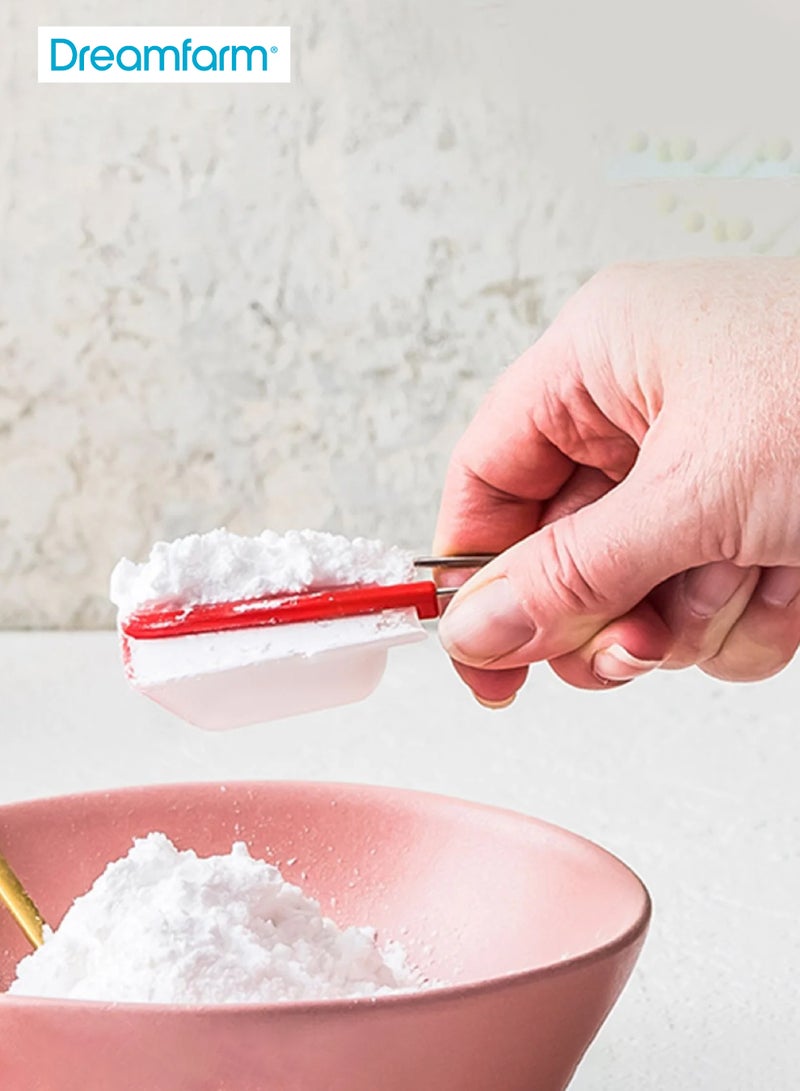 Dreamfarm Levoons | 4-Piece Set Measuring Spoons | Ingenious Leveling Scraper | Snap Together for Storage | Red | Accurate Measurements | 13.8 x 13.8 x 3.2 CM - Image 2