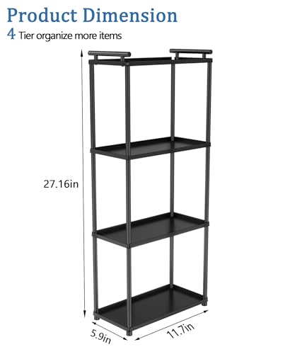 VOTZAAQ Matte Black 4 Tier Bathroom Organizer Countertop, Stainless Steel Perfume Tray and Vanity Countertop Shelf, Makeup Skin Care Bathroom Organizers and Storage for Dresser, Kitchen - Image 5