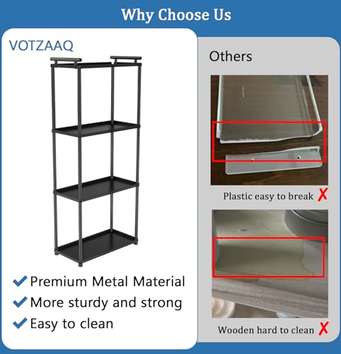 VOTZAAQ Matte Black 4 Tier Bathroom Organizer Countertop, Stainless Steel Perfume Tray and Vanity Countertop Shelf, Makeup Skin Care Bathroom Organizers and Storage for Dresser, Kitchen - Image 4