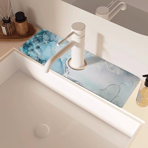 aquoechd Sink Faucet Absorbing Mat, 2 Pack Drying Mat Around Faucet Sink Splash Guard Behind Faucet Sinkmat For Kitchen Bathroom Island Rv 15 * 5.5 Inch (38 * 14 cm) - Image 2