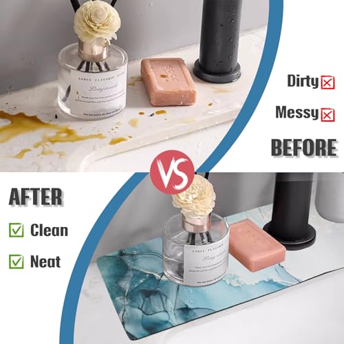 aquoechd Sink Faucet Absorbing Mat, 2 Pack Drying Mat Around Faucet Sink Splash Guard Behind Faucet Sinkmat For Kitchen Bathroom Island Rv 15 * 5.5 Inch (38 * 14 cm) - Image 5