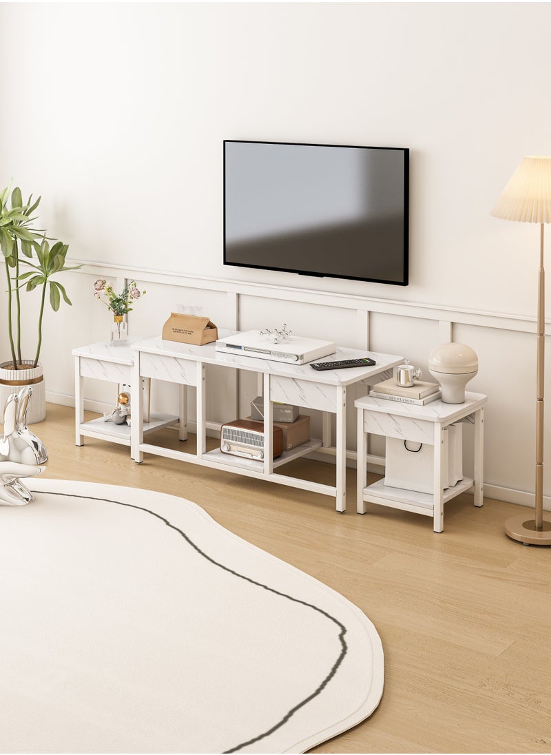 Shofenkei Set of 3 Nesting Sofa Tables, Small Coffee Table for Living Room and Office,Living Room Center Table,Combination End Table(White)  - Image 1