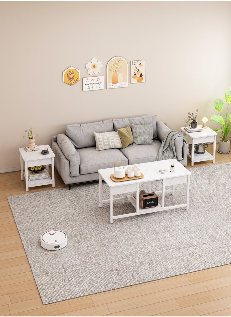Shofenkei Set of 3 Nesting Sofa Tables, Small Coffee Table for Living Room and Office,Living Room Center Table,Combination End Table(White)  - Image 2