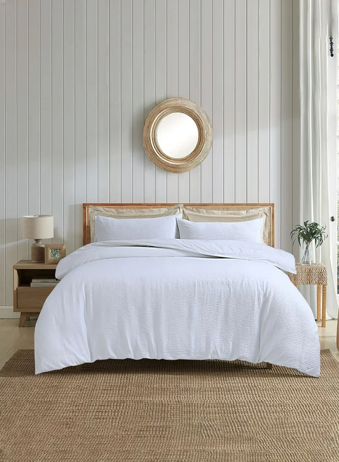 DANUBE HOME Mystique Double Gauze King Size Breathable Soft Comforter Cover Bed Essentials For Bedroom Biab Set Of 6 - 240 X 260Cm-White/Sand