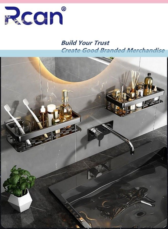 Rcan 2 Pack Bathroom Storage Rack, Without Drilling Self Adhesive, Multipurpose Storage Organizer, Wall Mounted Bathroom Shower Shelf, Bathroom Shower Baskets, for Bathroom Kitchen - Image 3