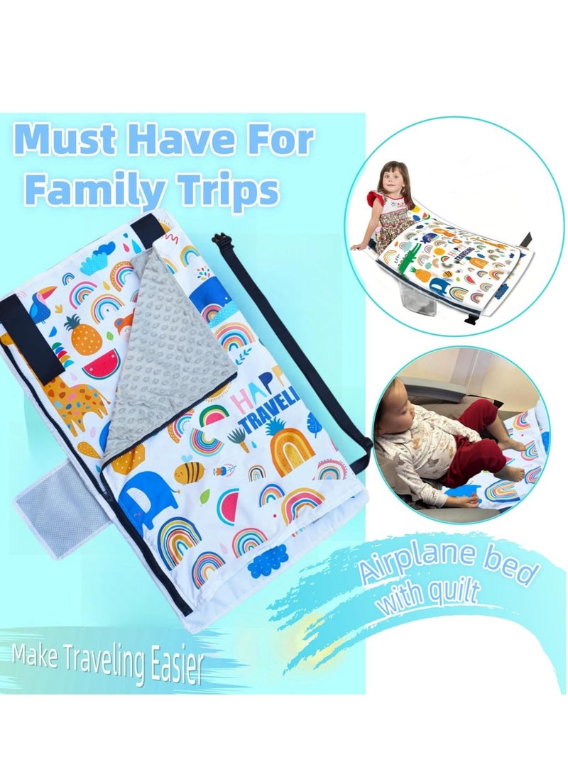 WALALLA Kids Airplane Bed with Quilt, Airplane Seat Extender for Kids,Kids Airplane Bed， Kids Airplane Travel Essentials, Baby Travel Essentials，with Quilt，Portable, Foldable Airplane Crib for Kids - Image 2
