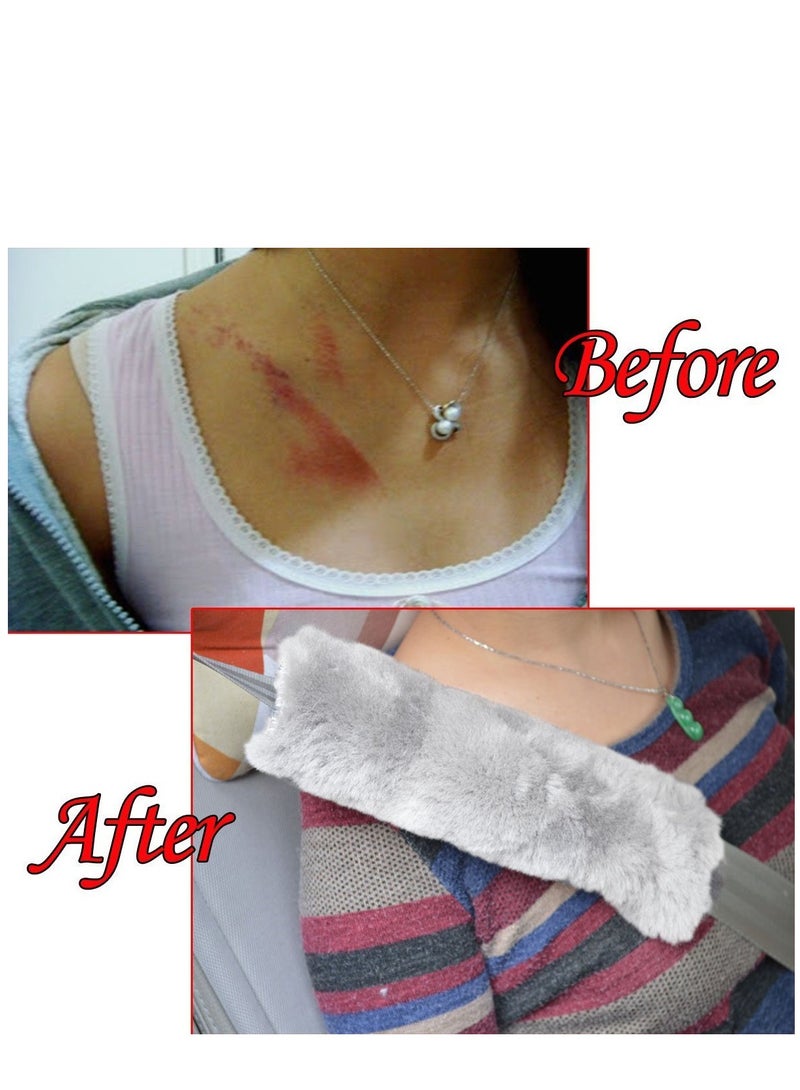 Excefore Soft Faux Sheepskin Seat Belt Shoulder Pad, 2 Pack Plush Car Seat Belt Shoulder Pads Cover - Image 3