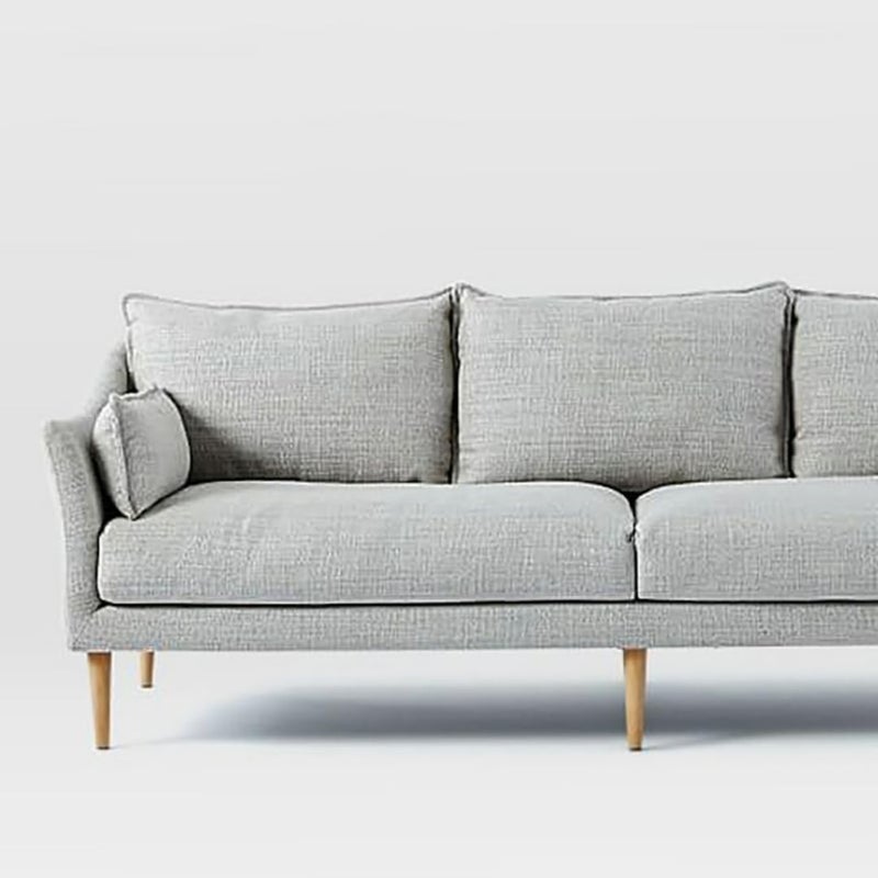 Poppins Home Modern Linen Upholstery Sofa, 3-Seater with Sloped Arms and Pillow Back, Wooden Legs - Available in Yellow, Gray, Coffee, Blue-Perfect for Living Room Comfort - Image 4