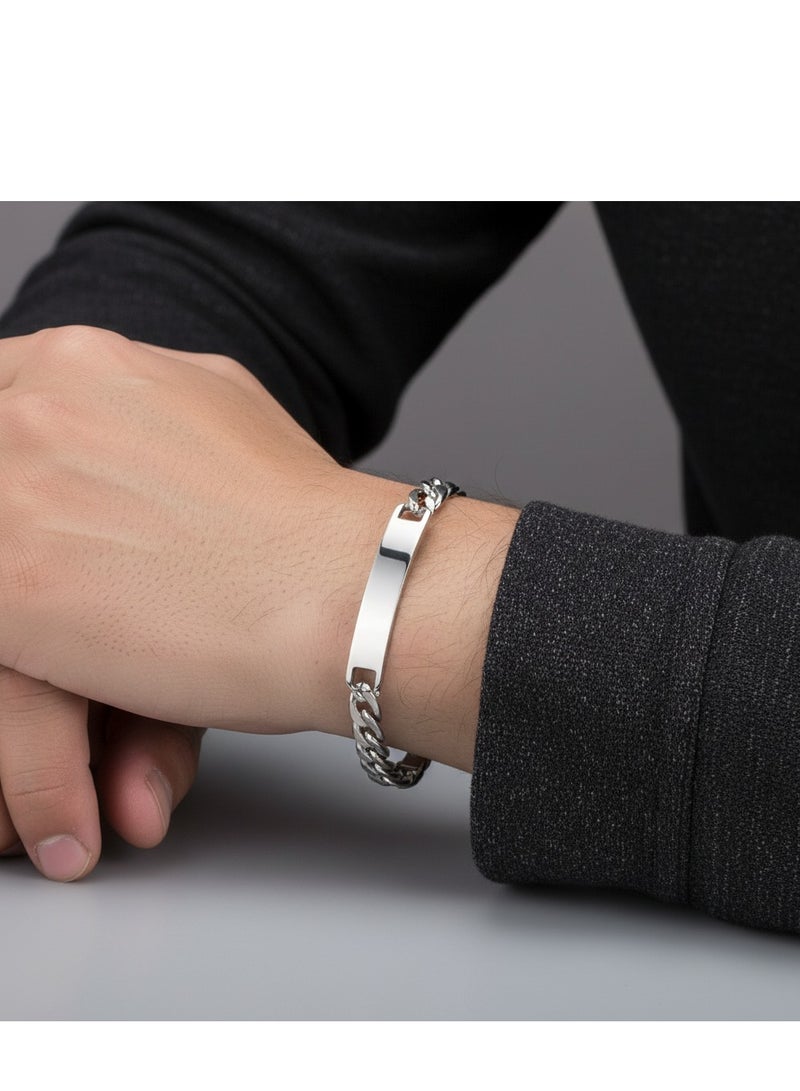 أميتوير سوار هيب هوب عصري للرجال من الفولاذ المقاوم للصدأ | تصميم سلسلة منحنية أنيقة قابلة للتخصيص، عرض 8 مم - Image 2