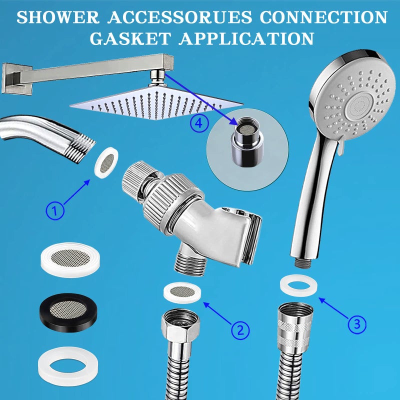 ZDBB 129 PCS Garden Hose Washers Shower Head Gaskets with Screen Filter,Silicone Rubber Washer for 3/4,1/2 Inch Water Fittings Plumbing Shower Hose Splitter Washing Machine Rv Faucet - Image 3