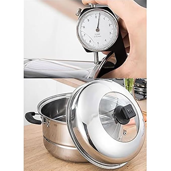 وعاء بخاري، وعاء حساء، وعاء ساخن، قاعدة وعاء مركبة من 3 طبقات من الفولاذ المقاوم للصدأ 403 لطهي الكعك بالبخار، الأسماك، الزلابية البحرية، الحجم 28 سم 30 سم 32 سم - Image 2