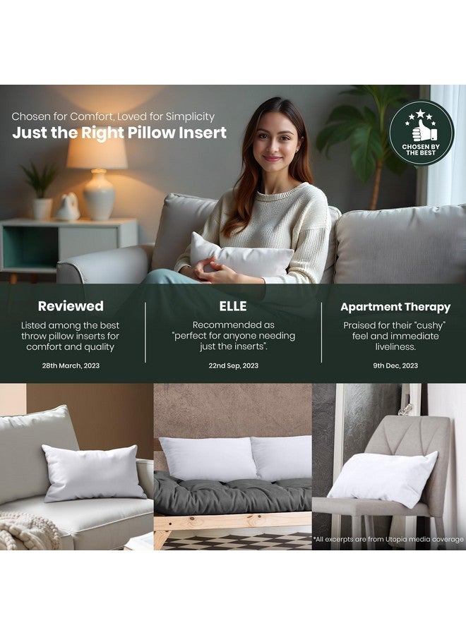 Utopia Bedding Throw Pillows, Indoor Decorative Pillow Insert for Sofa, Bed and Couch (White, 12x20 (2 Pack)) - Image 3