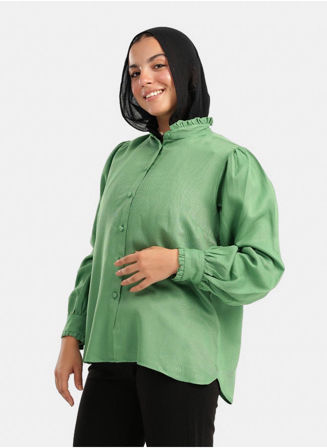 Clue Blouse with Ruffled Stand Collar  - Image 2