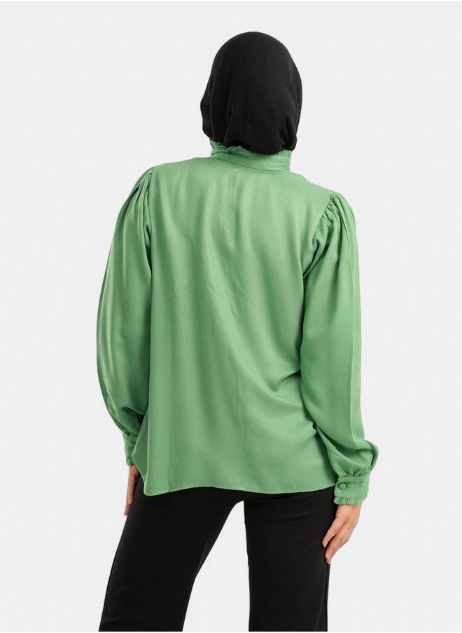 Clue Blouse with Ruffled Stand Collar  - Image 3