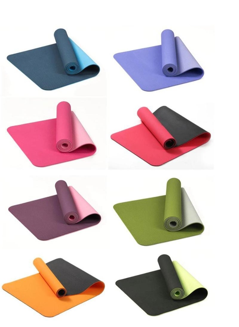 Generic Anti-slip yoga mat made of environmentally friendly thermoplastic rubber, suitable for Pilates and gymnastics exercises, comes with a carrying strap and a storage bag / 3 pieces, blue and double-sided  - Image 2