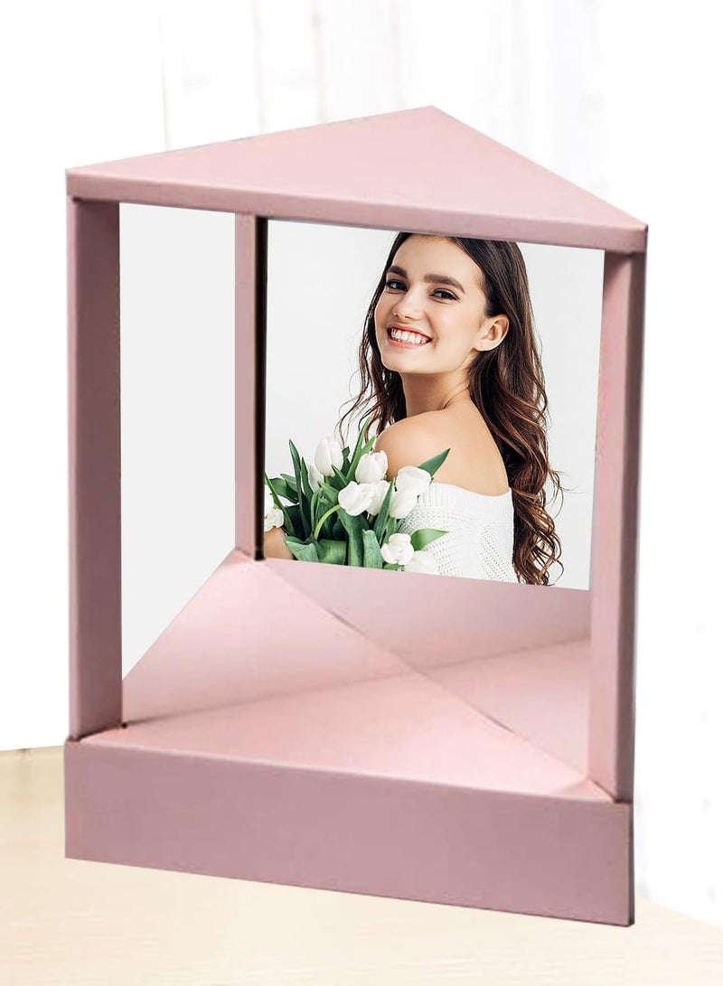 Zikra مرآة قائمة مثلثية ثابتة لمكياج الوجه صورة حقيقية مرآة طاولة محمولة مع قاعدة، مع مستحضرات تجميل قائمة على المكتب للسفر، طاولة زينة، ديكور الغرفة، هدايا الجمال، 11 × 8.6 × 6 بوصة - Image 1