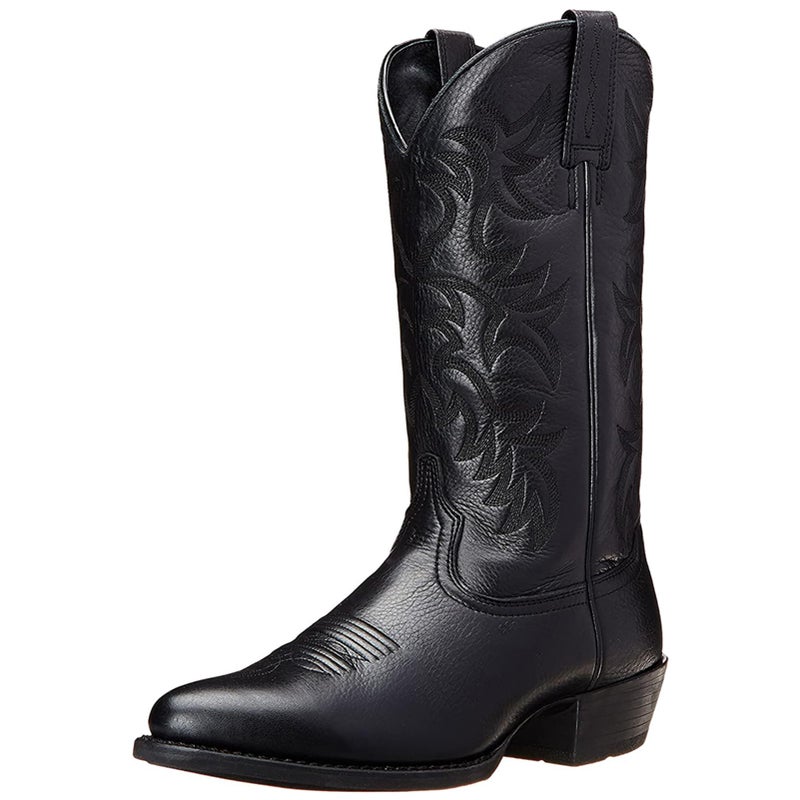 ANUFER Men's Stylish Embroidered Cowboy Boots, Western Heel, Pointed Toe, Slip-On Boots with Mid-Calf, Black, SN071164, EU41.5 - Image 1