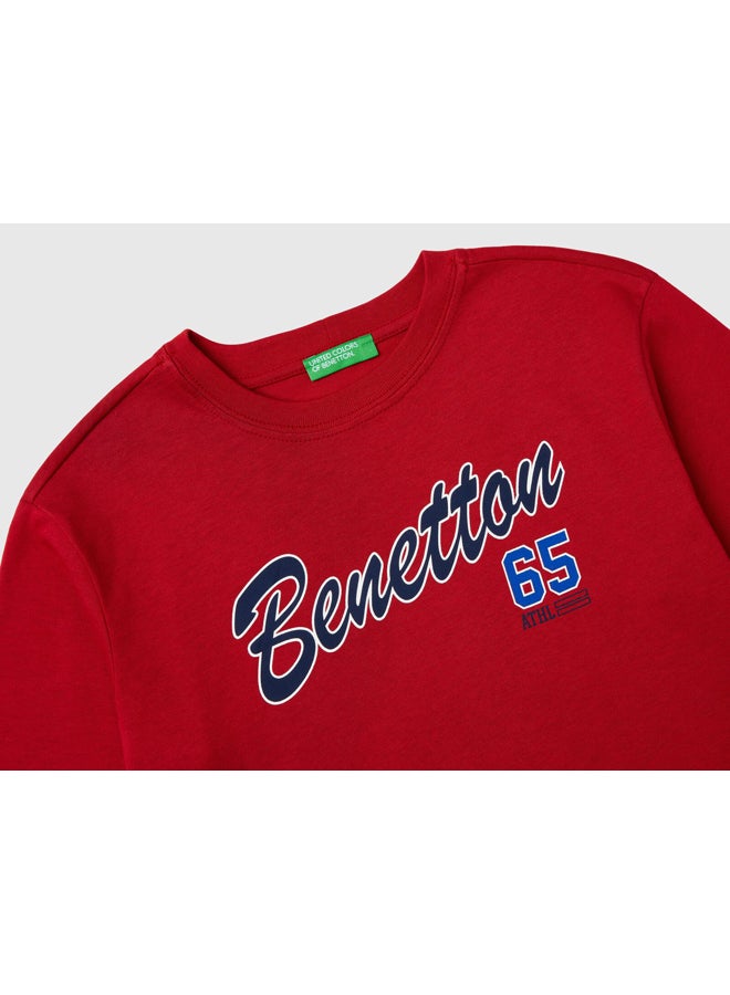 Benetton Boys Crew Neck Printed Long Sleeve T-shirt - Image 3