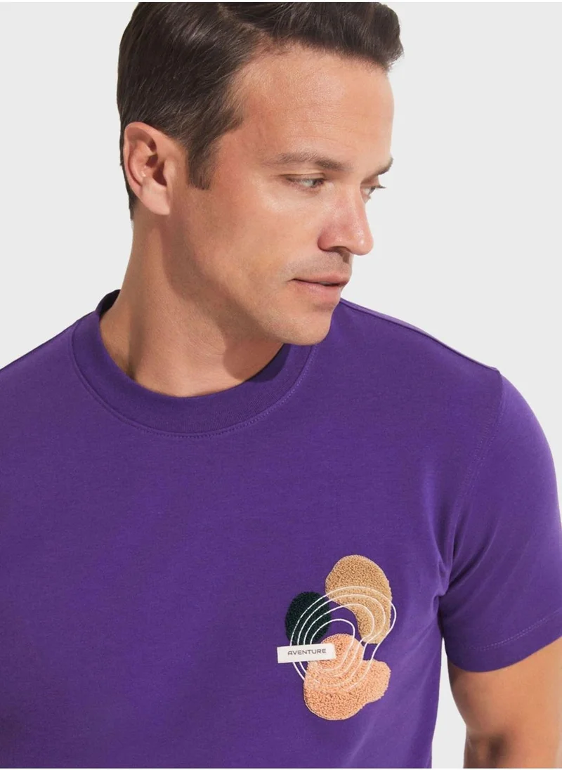 جون Printed  Crew Neck  Regular Fit  T-Shirt