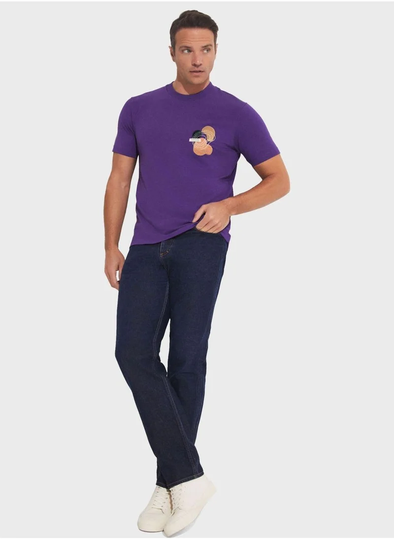 جون Printed  Crew Neck  Regular Fit  T-Shirt