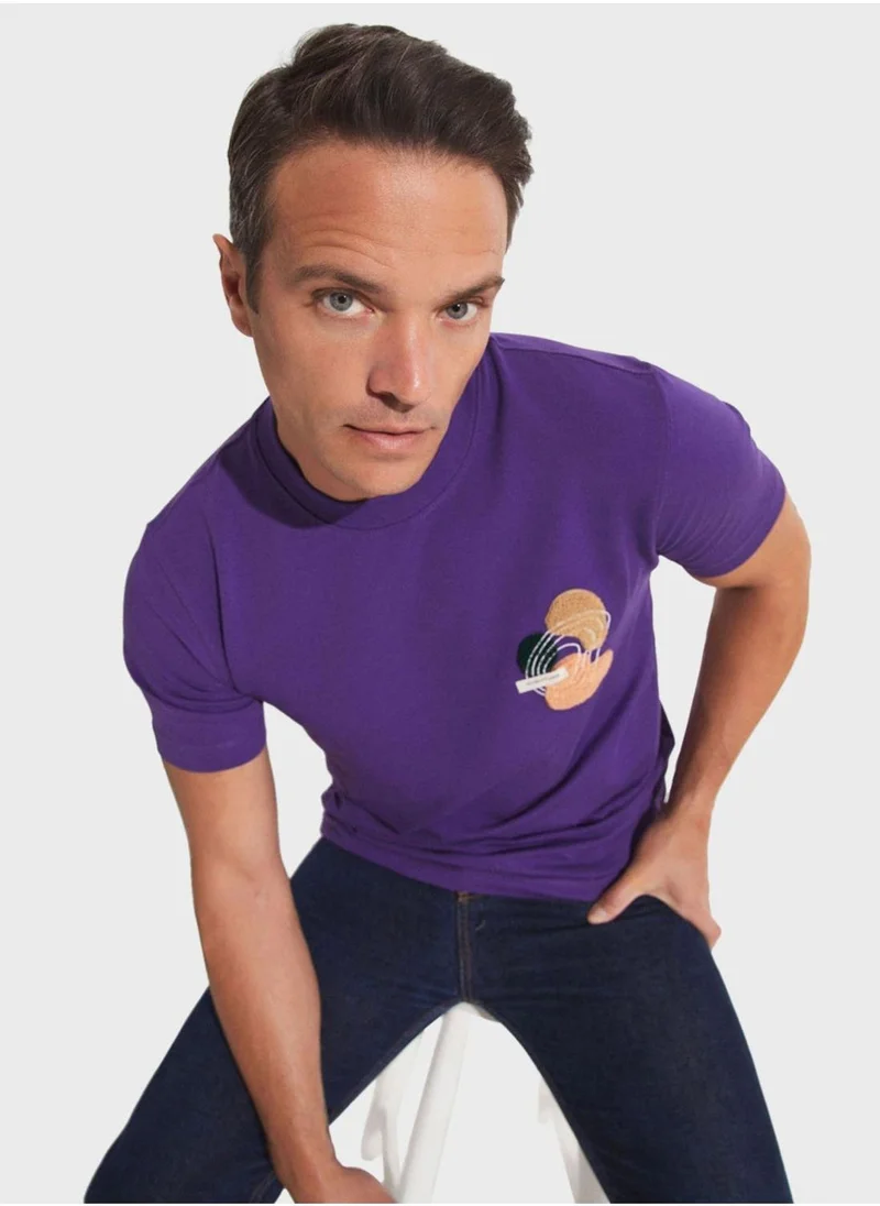 جون Printed  Crew Neck  Regular Fit  T-Shirt