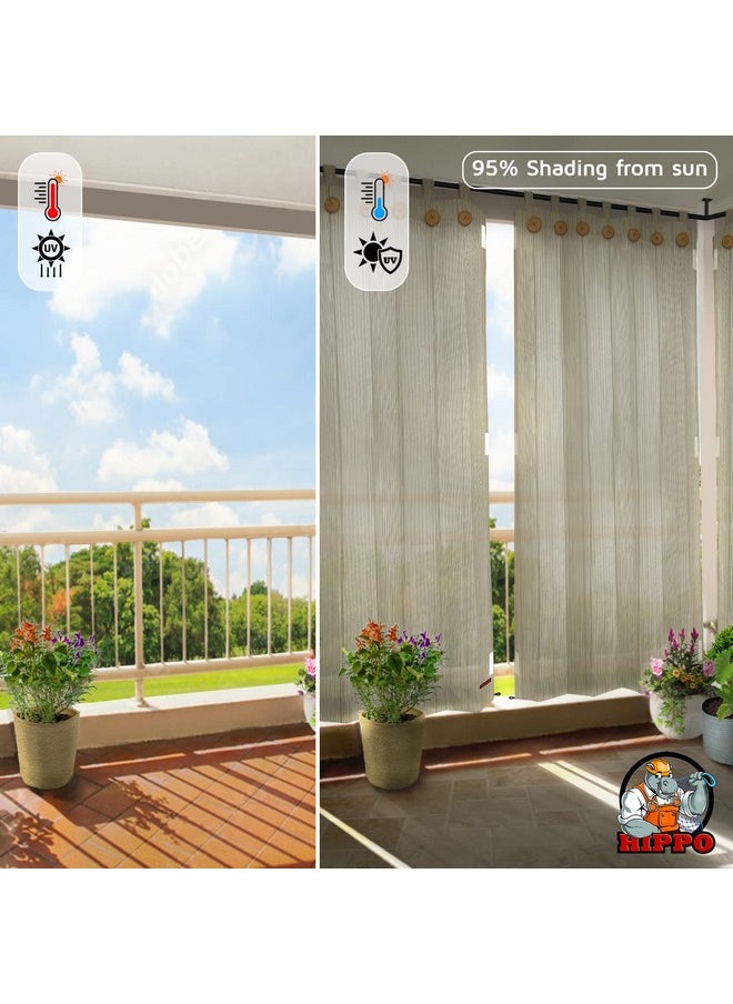 هيبو ستائر HIPPO 230 GSM الخارجية الواقية من أشعة الشمس والحماية من أشعة الشمس والأشعة فوق البنفسجية، ستارة باب مصفاة للضوء بطول 7.5 قدم (4.5 قدم × 7.5 قدم، رمل الصحراء، قطعتان)  - Image 2