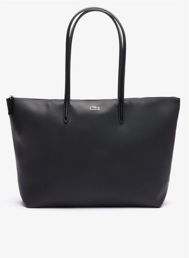 LACOSTE Lacoste Women's L12.12 Concept Fashion Versatile Large Capacity  Zipper Shoulder Bag ,Tote Bag ,wide-style tote bag, Black  - Image 1
