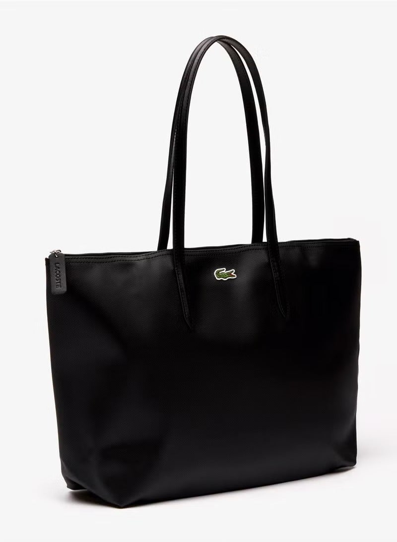 LACOSTE Lacoste Women's L12.12 Concept Fashion Versatile Large Capacity  Zipper Shoulder Bag ,Tote Bag ,wide-style tote bag, Black  - Image 3
