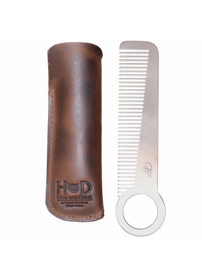 Hide & Drink , Rustic Comb Case (Comb NOT Included), Protector Holster, Stylish Sleeve, Personal Care, Barber Accessories, Full Grain Leather, Handmade, Bourbon Brown - Image 1