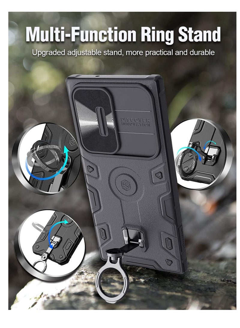 Excefore For Samsung Galaxy S23 Ultra Case, Military Grade Protection, Slide Camera Cover & Upgraded Kickstand, Suitable for Galaxy S23 Ultra Cases (Black) - Image 2