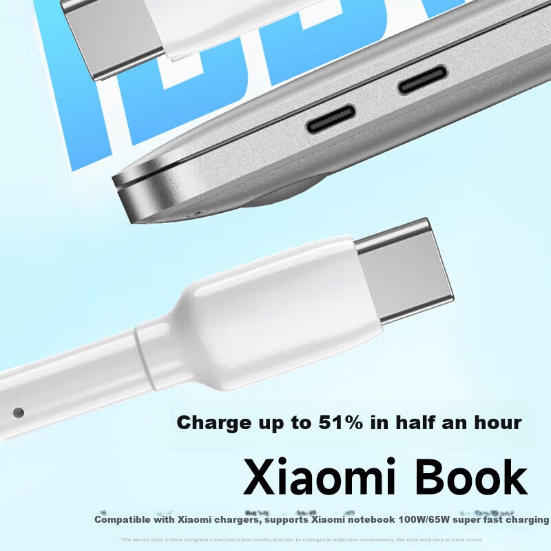 JD Jing Zao CangHua Compatible with Xiaomi Computer Charging Cable, 65W Dual-Head Type-C Data Cable, Air/ProX/14/15/Redmi Book Pro/G Laptop 100W Power Cord, 2 Meters - Image 3