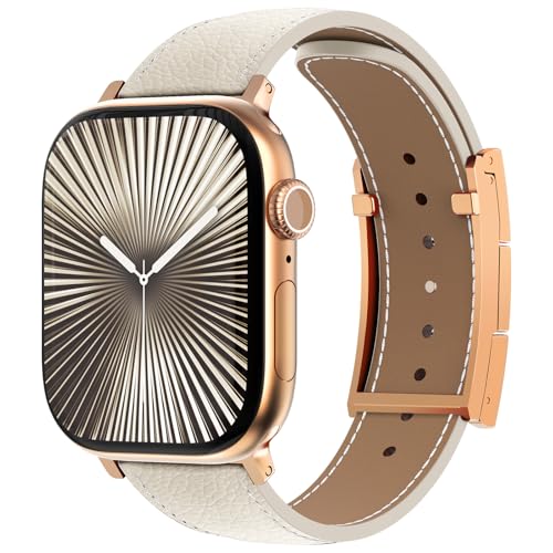 CHANCHY Leather Magnetic Watch Band Compatible with Apple Watch Bands 40mm 38mm 41mm 42mm 44mm 45mm 46mm Top Grain Leather Dressy Band for Women Men iWatch Ultra SE3 Series 1110987654321 - Image 3