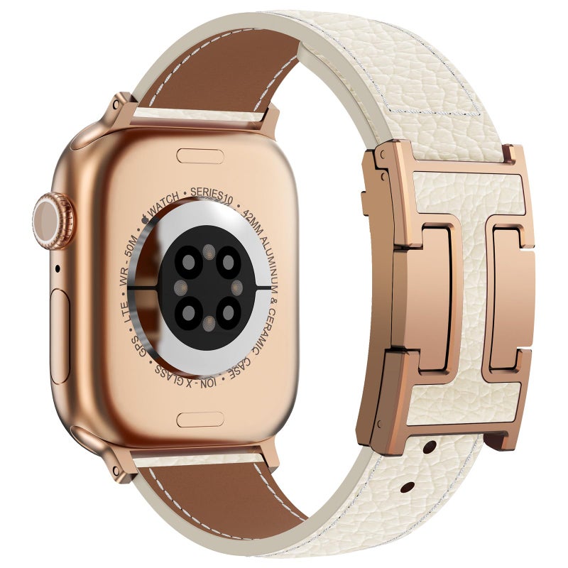 CHANCHY Leather Magnetic Watch Band Compatible with Apple Watch Bands 40mm 38mm 41mm 42mm 44mm 45mm 46mm Top Grain Leather Dressy Band for Women Men iWatch Ultra SE3 Series 1110987654321 - Image 2