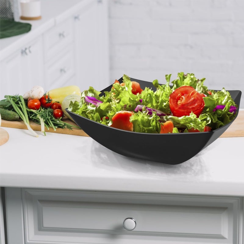 R-kay 6 Pack Square Plastic Black Serving Bowls - Black Plastic bowls 64 Oz - Salad Bowls Large Serving - Premium Black Disposable bowls Heavy Duty For Weddings Catering And Birthday parties - Image 4