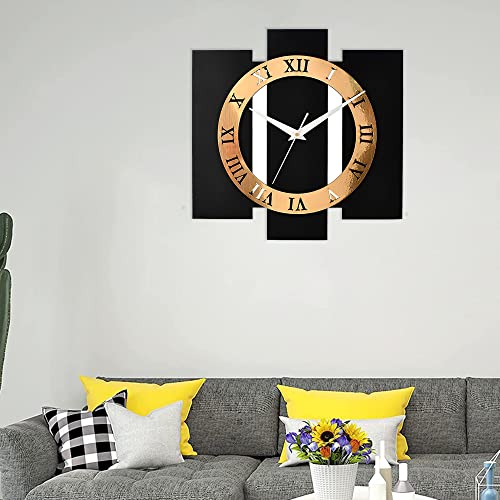 Nozvera Silent Non-Ticking Wooden Wall Clock for Home Stylish Latest 12 Inch Decorative Designer Wall Clock for Home Living Room Bedroom Office Hall - Image 3