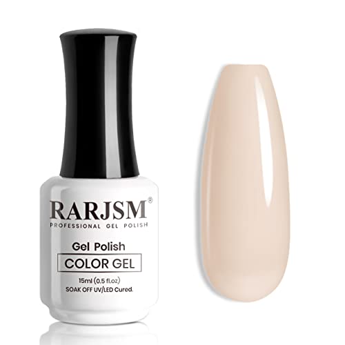 RARJSM Apricot Nude Gel Nail PolishNeutral Sheer Cream Nude GelPolish LED UV Curing Requires Soak Off Clear Pink Jelly French Manicure Nail Gel Polish 1pcs Single Bottle 15ml for Home Salon DIY - Image 2