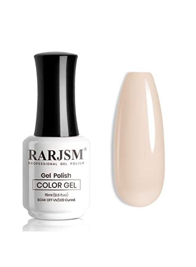 RARJSM Apricot Nude Gel Nail PolishNeutral Sheer Cream Nude GelPolish LED UV Curing Requires Soak Off Clear Pink Jelly French Manicure Nail Gel Polish 1pcs Single Bottle 15ml for Home Salon DIY - Image 1
