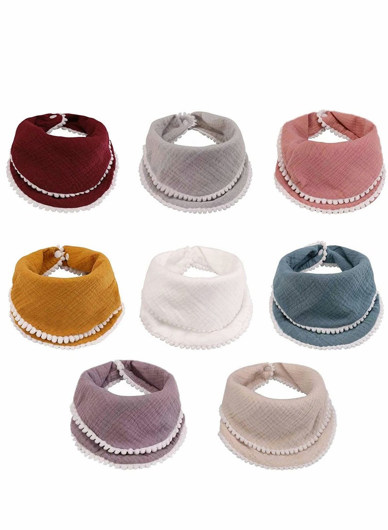 سيوسي 8 Pack Muslin Bibs Baby Drool Multi-color Bandana 4 Layer Organic Cotton Super Soft and Absorbent for Infants Boys Girls Burp Newborn Infant Toddler, 0-2 Years Old - Image 1