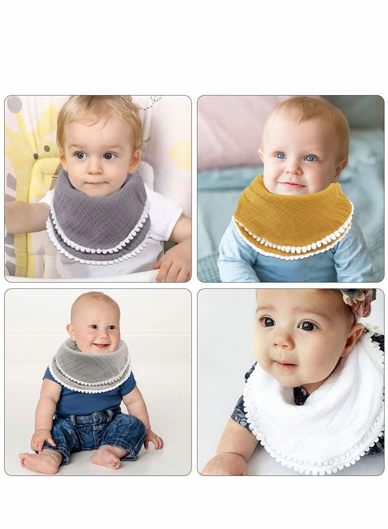 سيوسي 8 Pack Muslin Bibs Baby Drool Multi-color Bandana 4 Layer Organic Cotton Super Soft and Absorbent for Infants Boys Girls Burp Newborn Infant Toddler, 0-2 Years Old - Image 3