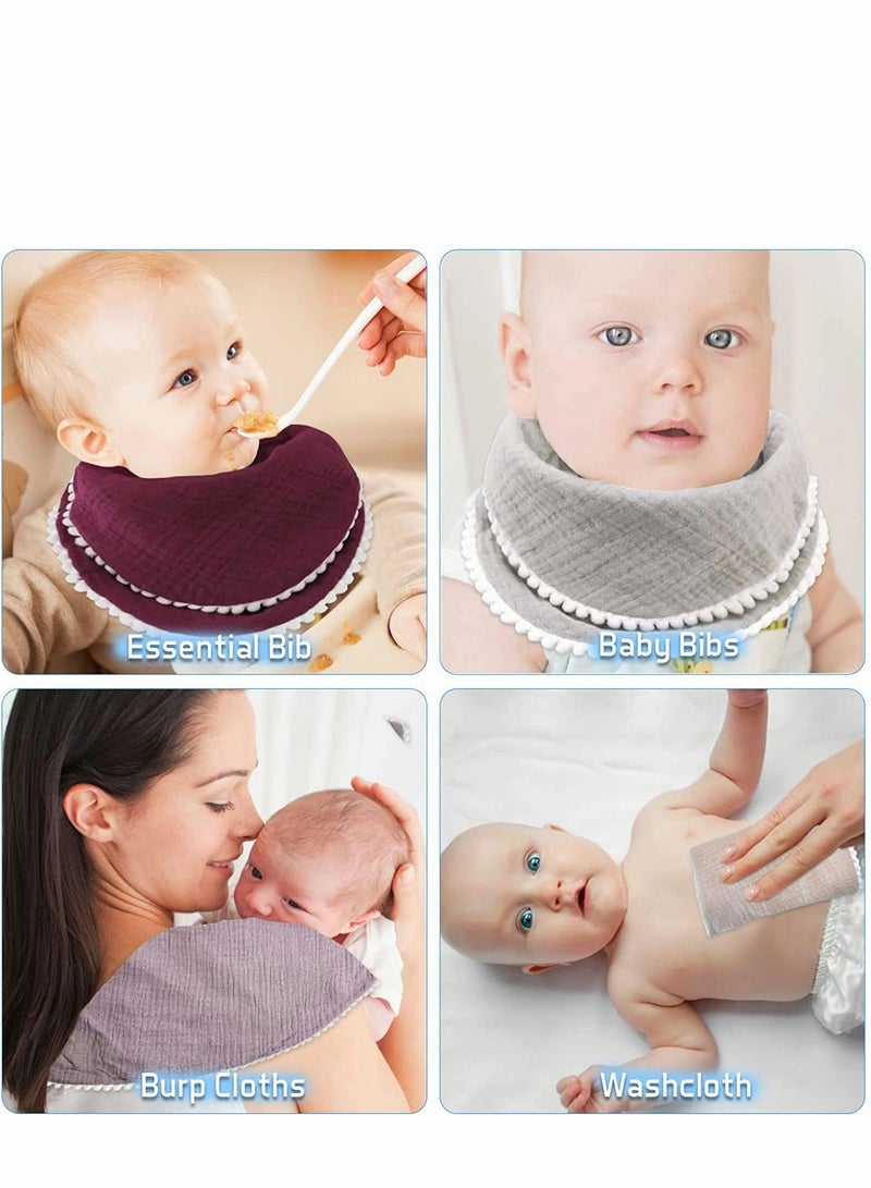 سيوسي 8 Pack Muslin Bibs Baby Drool Multi-color Bandana 4 Layer Organic Cotton Super Soft and Absorbent for Infants Boys Girls Burp Newborn Infant Toddler, 0-2 Years Old - Image 4