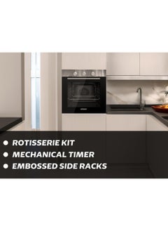 GeneralGold General Gold 60cm Electric Built-In Oven, 7 Cooking Functions, Double Glass Door, 60x60 cm Heavy Duty Integrated Wall Oven Kitchen Cooker with Fan for Baking Cakes and Gril  - Image 2