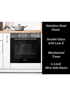 GeneralGold General Gold 60cm Electric Built-In Oven, 7 Cooking Functions, Double Glass Door, 60x60 cm Heavy Duty Integrated Wall Oven Kitchen Cooker with Fan for Baking Cakes and Gril  - Image 5
