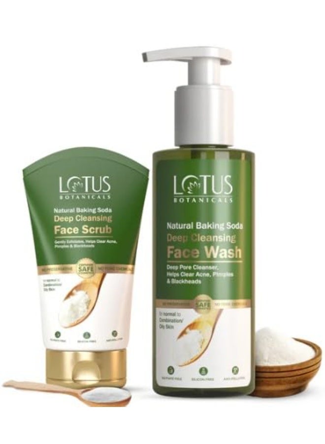 لوتس بوتنيكال مجموعة "لوتس بوتانيكالز" (Lotus Botanicals) المكونة من قطعتين: مقشر الوجه المنظف بعمق بخلاصة صودا الخبز الطبيعية (100 جم) وغسول الوجه المنظف بعمق بخلاصة صودا الخبز (180 مل). - Image 1