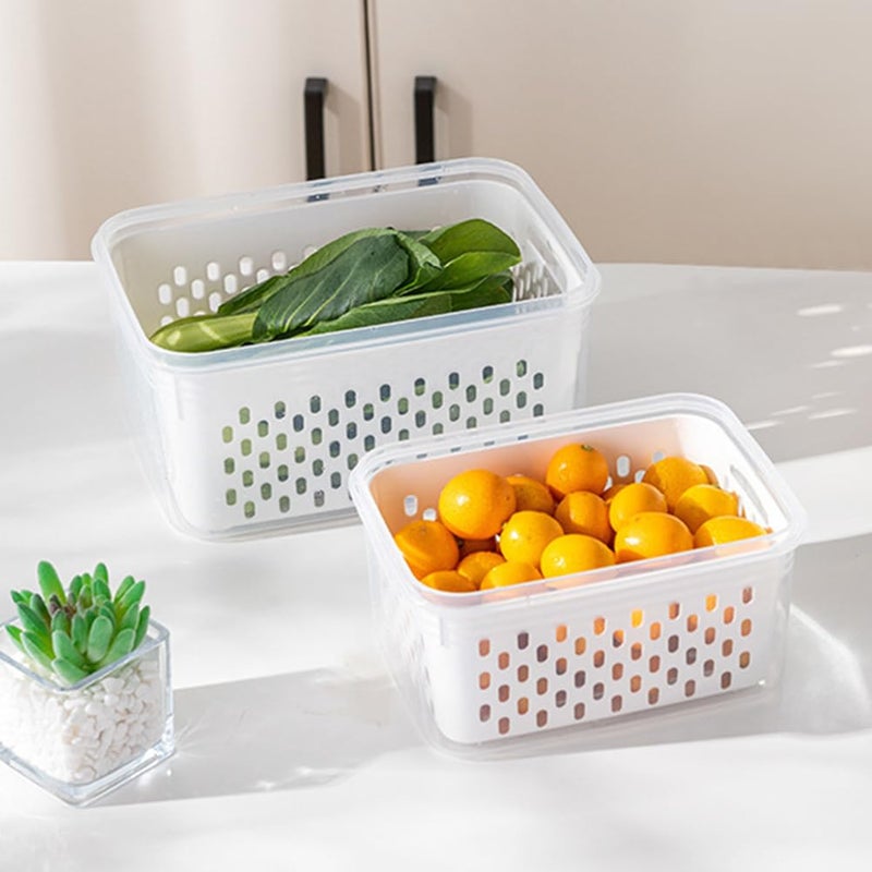Trasylph 2 Pack Fruit Storage Containers for Fridge with Removable Colanders, Dishwasher & Microwave safe Produce Storage Containers with Lids Keep Fruits, Vegetables, Berry, Meat Fresh longer - Image 5